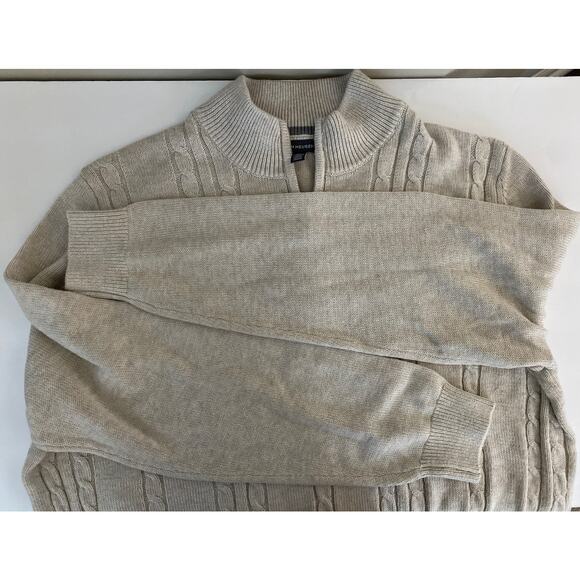 New Van Heusen Men 1/4 zip Knit Pullover Sweater Stone Heather Plus 2XL FLAW - Picture 2 of 8